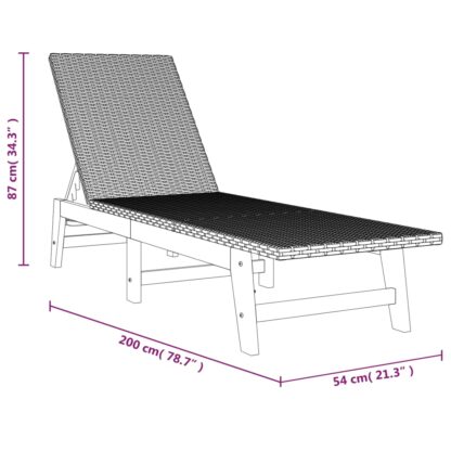 Sonnenliege Schwarz und Braun Poly Rattan & Massivholz Akazie - Image 11