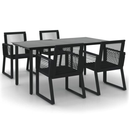 5-tlg. Garten-Essgruppe Schwarz PVC Rattan - Image 2