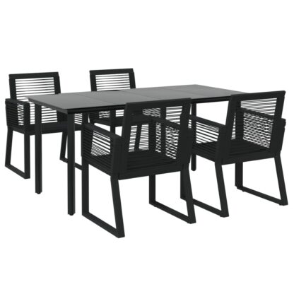 5-tlg. Garten-Essgruppe Schwarz PVC Rattan - Image 3