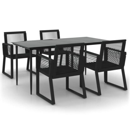 5-tlg. Garten-Essgruppe Schwarz PVC Rattan - Image 2