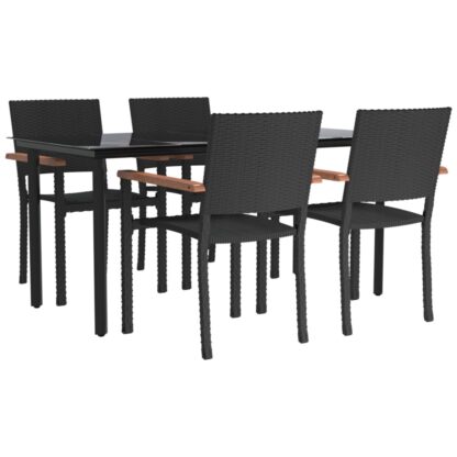 5-tlg. Garten-Essgruppe Schwarz Poly Rattan - Image 3