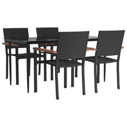 5-tlg. Garten-Essgruppe Schwarz Poly Rattan - Image 3