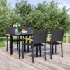 5-tlg. Garten-Essgruppe Schwarz Poly Rattan