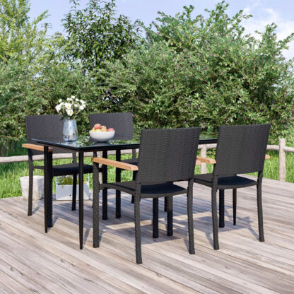 5-tlg. Garten-Essgruppe Schwarz Poly Rattan