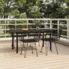 5-tlg. Garten-Essgruppe Schwarz Poly Rattan