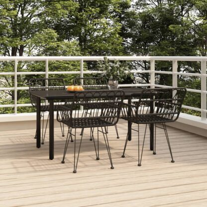 5-tlg. Garten-Essgruppe Schwarz Poly Rattan