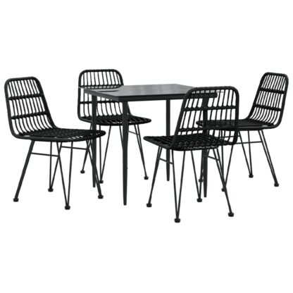 5-tlg. Garten-Essgruppe Schwarz Poly Rattan - Image 3