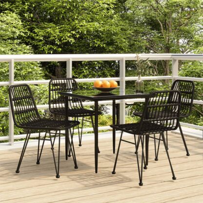 5-tlg. Garten-Essgruppe Schwarz Poly Rattan