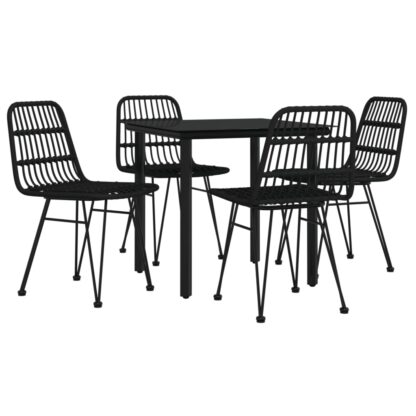 5-tlg. Garten-Essgruppe Schwarz Poly Rattan - Image 3