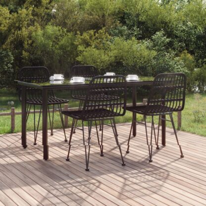 5-tlg. Garten-Essgruppe Schwarz Poly Rattan