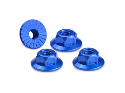 JConcepts - 4mm large flange serrated locknut - blue (fits, B6, B5, TLR, Xray, Serpent, Kyosho)