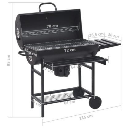 Grillwagen mit Rädern und Ablagen Schwarz Stahl 115x85x95 cm - Image 10