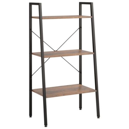 Standregal mit 3 Böden Dunkelbraun und Schwarz 56x35x108 cm - Image 2