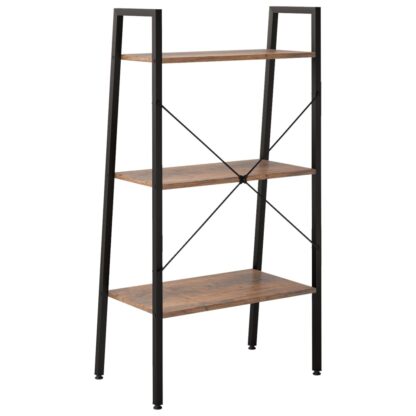 Standregal mit 3 Böden Dunkelbraun und Schwarz 56x35x108 cm - Image 5