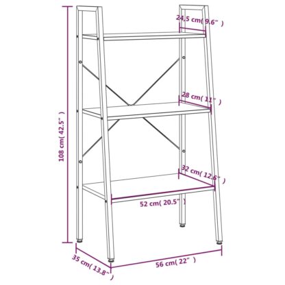 Standregal mit 3 Böden Dunkelbraun und Schwarz 56x35x108 cm - Image 8