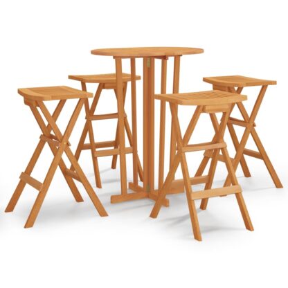 5-tlg. Bar-Set Klappbar Massivholz Teak - Image 2