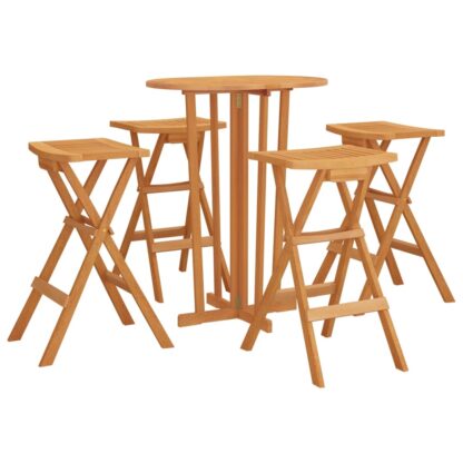 5-tlg. Bar-Set Klappbar Massivholz Teak - Image 3