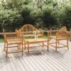 4-tlg. Garten-Lounge-Set Massivholz Teak
