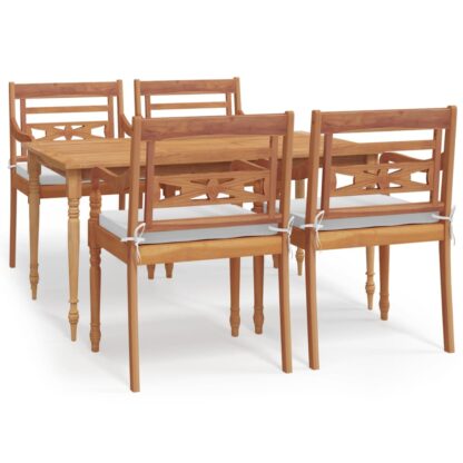 5-tlg. Garten-Essgruppe mit Kissen Massivholz Teak - Image 2
