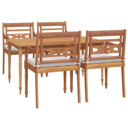 5-tlg. Garten-Essgruppe mit Kissen Massivholz Teak - Image 3