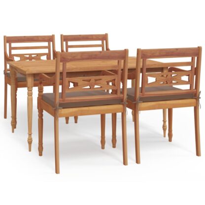 5-tlg. Garten-Essgruppe mit Kissen Massivholz Teak - Image 2