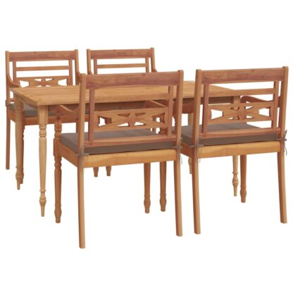 5-tlg. Garten-Essgruppe mit Kissen Massivholz Teak - Image 3