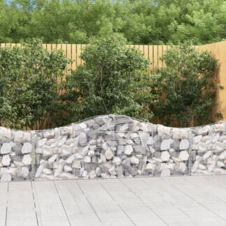 Gabionen mit Hochbogen 10 Stk. 200x30x60/80 cm Verzinktes Eisen