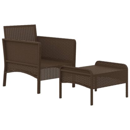 2-tlg. Garten-Lounge-Set mit Kissen Braun Poly Rattan - Image 4