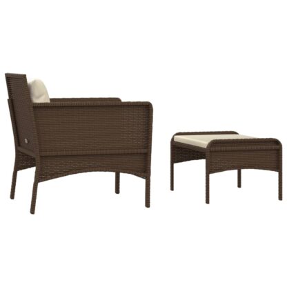 2-tlg. Garten-Lounge-Set mit Kissen Braun Poly Rattan - Image 5