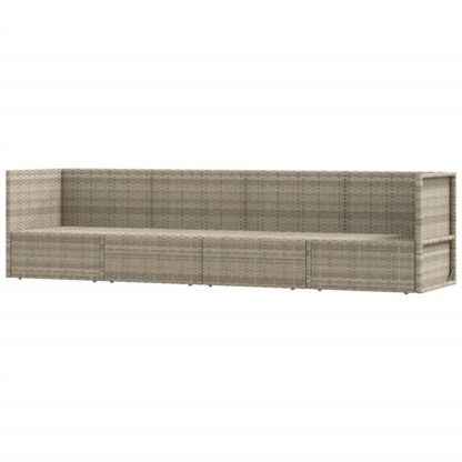 4-tlg. Garten-Lounge-Set mit Kissen Grau Poly Rattan - Image 3