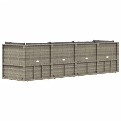 4-tlg. Garten-Lounge-Set mit Kissen Grau Poly Rattan - Image 6