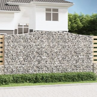Gabione mit Hochbogen 400x30x200/220 cm Verzinktes Eisen