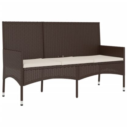 4-tlg. Garten-Lounge-Set mit Kissen Braun Poly Rattan - Image 8
