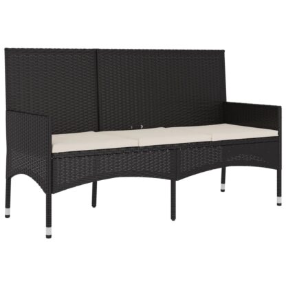 4-tlg. Garten-Lounge-Set mit Kissen Schwarz Poly Rattan - Image 8