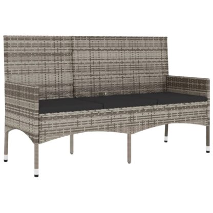 4-tlg. Garten-Lounge-Set mit Kissen Grau Poly Rattan - Image 8