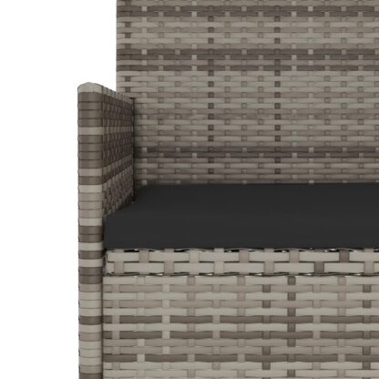 4-tlg. Garten-Lounge-Set mit Kissen Grau Poly Rattan - Image 9