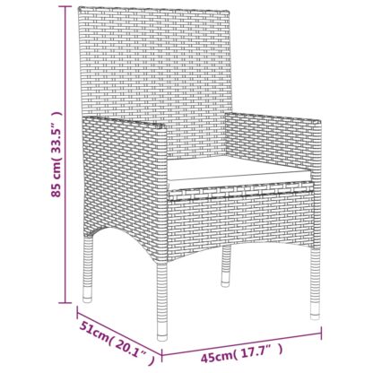 4-tlg. Garten-Lounge-Set mit Kissen Grau Poly Rattan - Image 11