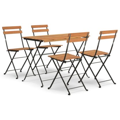 5-tlg. Bistro-Set Klappbar Massivholz Akazie und Stahl - Image 2