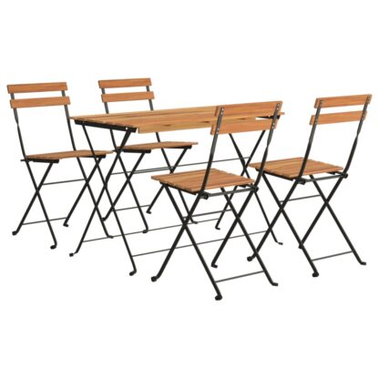 5-tlg. Bistro-Set Klappbar Massivholz Akazie und Stahl - Image 3