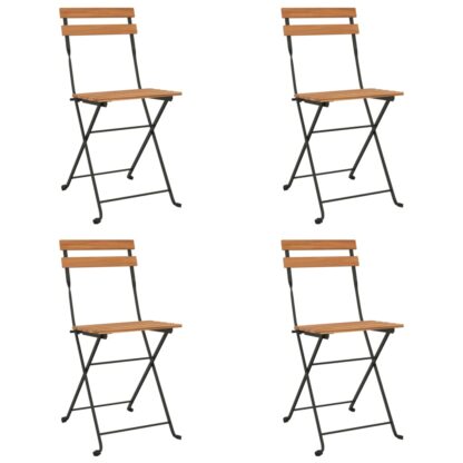 5-tlg. Bistro-Set Klappbar Massivholz Akazie und Stahl - Image 4