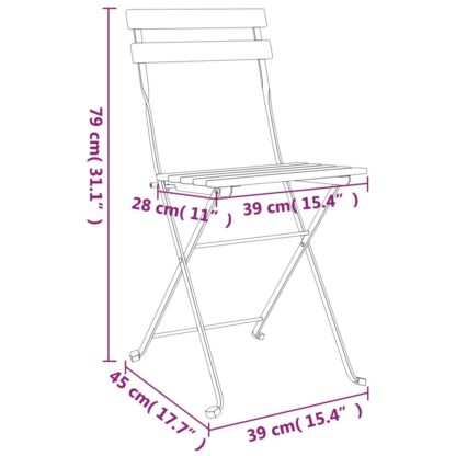 5-tlg. Bistro-Set Klappbar Massivholz Akazie und Stahl - Image 11