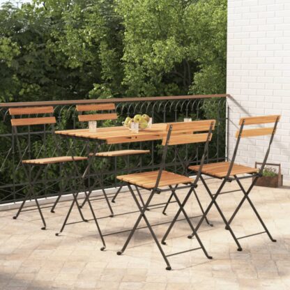 5-tlg. Bistro-Set Klappbar Massivholz Akazie und Stahl