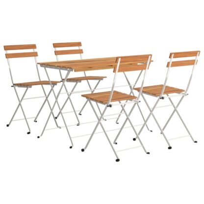 5-tlg. Bistro-Set Klappbar Massivholz Akazie und Stahl - Image 3