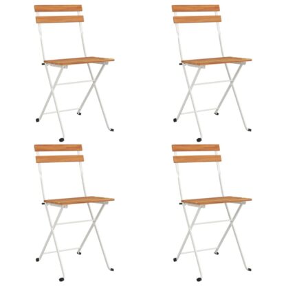 5-tlg. Bistro-Set Klappbar Massivholz Akazie und Stahl - Image 4