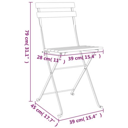 5-tlg. Bistro-Set Klappbar Massivholz Akazie und Stahl - Image 11
