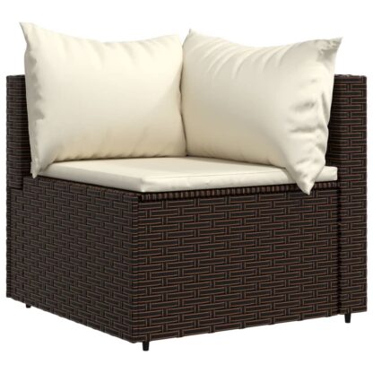 4-tlg. Garten-Lounge-Set mit Kissen Braun Poly Rattan - Image 4
