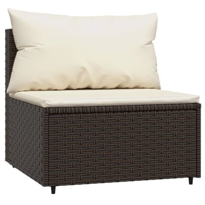 4-tlg. Garten-Lounge-Set mit Kissen Braun Poly Rattan - Image 6
