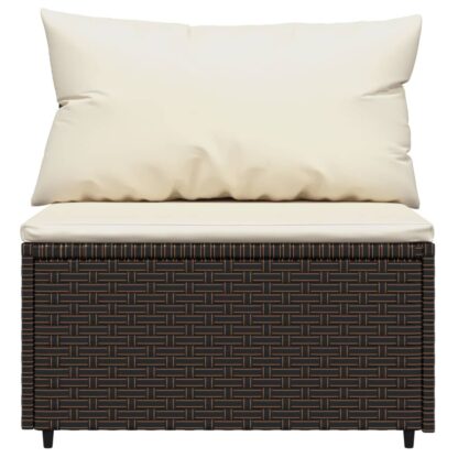 4-tlg. Garten-Lounge-Set mit Kissen Braun Poly Rattan - Image 7