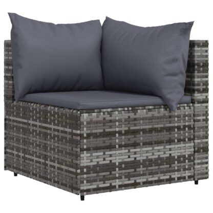 4-tlg. Garten-Lounge-Set mit Kissen Grau Poly Rattan - Image 4