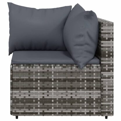 4-tlg. Garten-Lounge-Set mit Kissen Grau Poly Rattan - Image 5